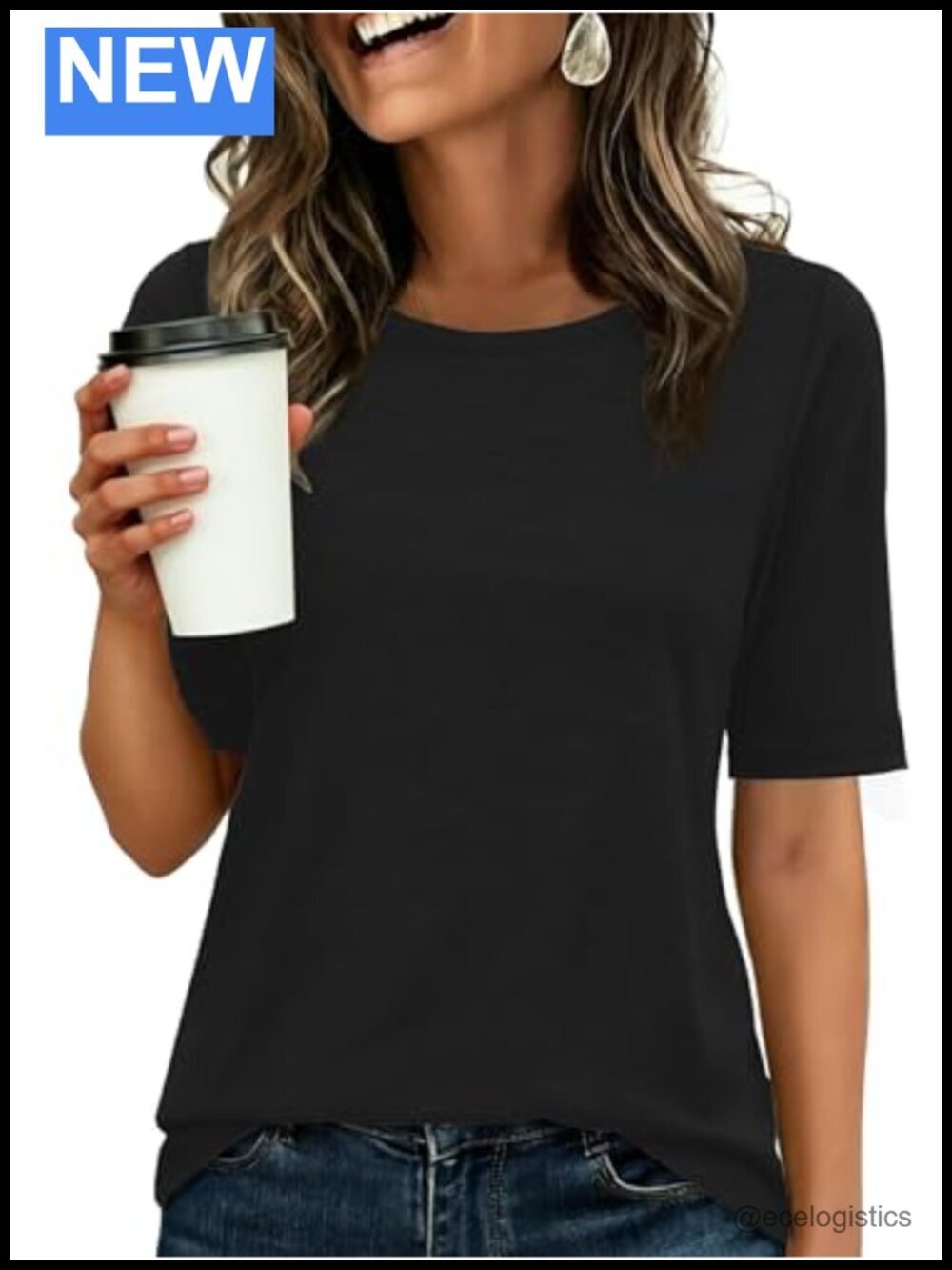 Womens Half Sleeve Tops Crewneck Shirts Basic Fit Tee Trendy Business Casual